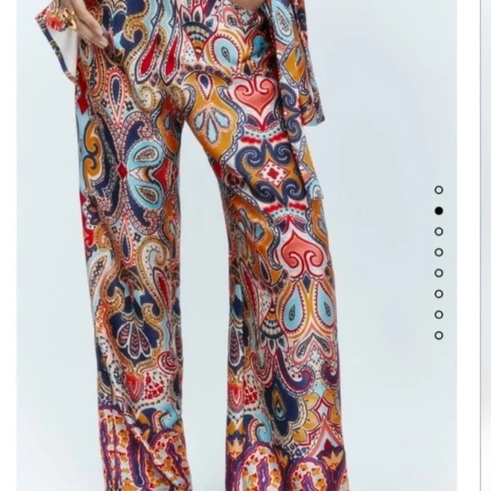 Zara Multicolor Paisley Wide Leg Pants